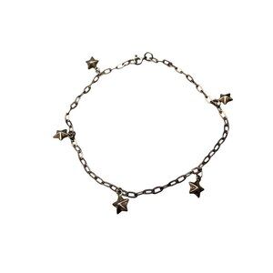 Ankle Bracelet Anklet Stars Charm Chain Link Silver Tone 9.5 inches